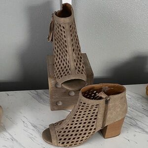 Madison West Beige Cutout Heeled Boots